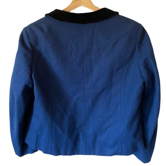 Vintage Loden Cropped Jacket Pure New Wool Women's Lined Velvet Collar Trim - Picture 2 of 11